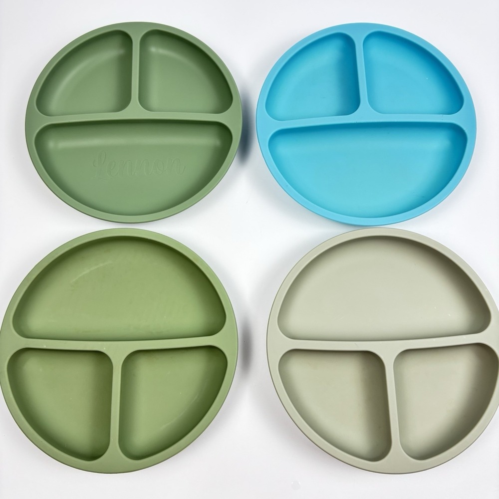 PLATES - 4 SILICONE‎ SUCTION PLATES 3 section divided for Babies & Toddlers
